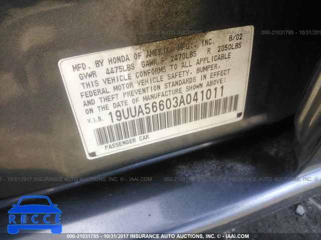 2003 Acura 3.2TL 19UUA56603A041011 зображення 8