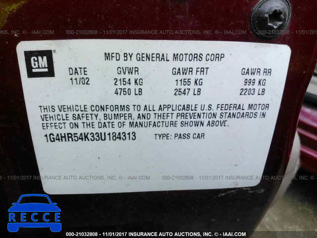 2003 Buick Lesabre 1G4HR54K33U184313 image 8