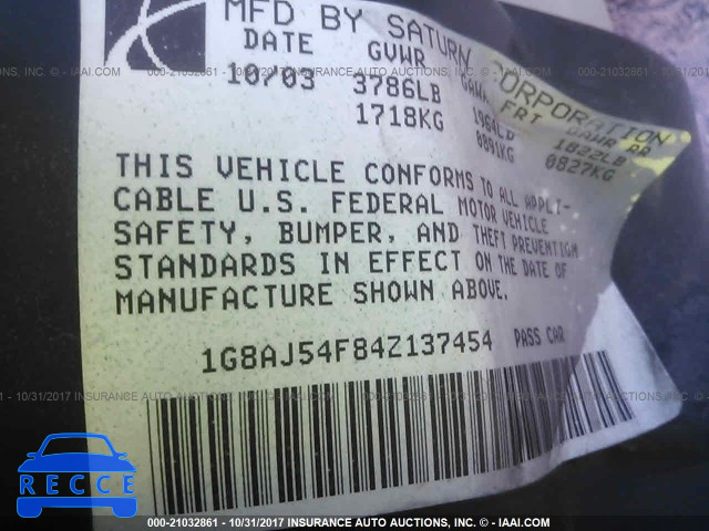 2004 Saturn ION 1G8AJ54F84Z137454 image 8