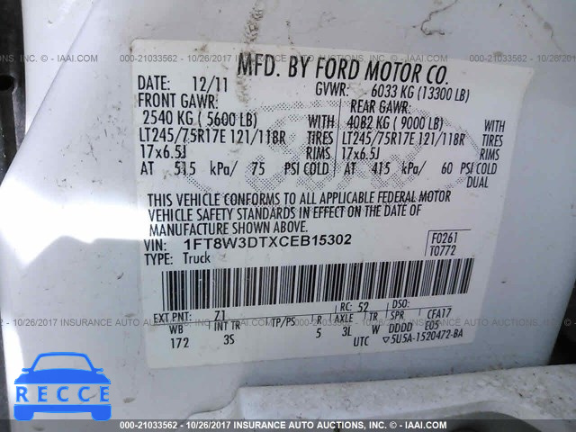 2012 Ford F350 1FT8W3DTXCEB15302 image 8