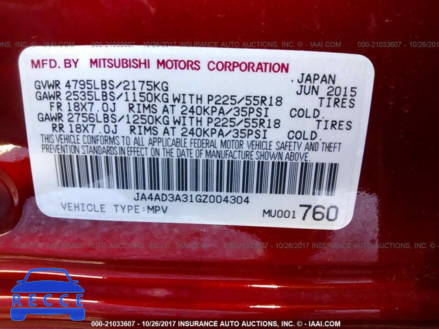 2016 Mitsubishi Outlander JA4AD3A31GZ004304 Bild 8