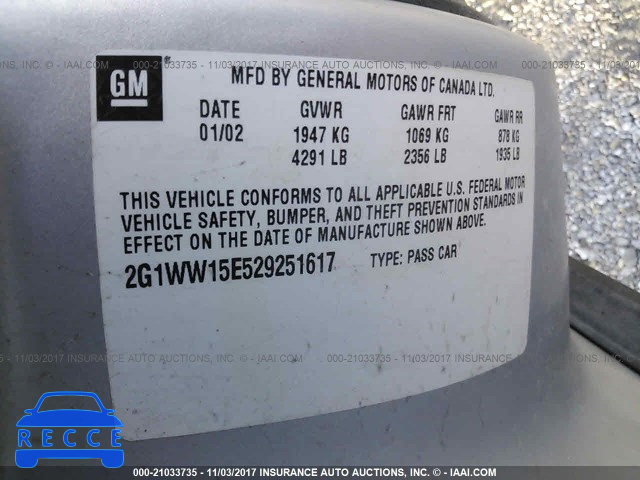 2002 Chevrolet Monte Carlo 2G1WW15E529251617 image 8