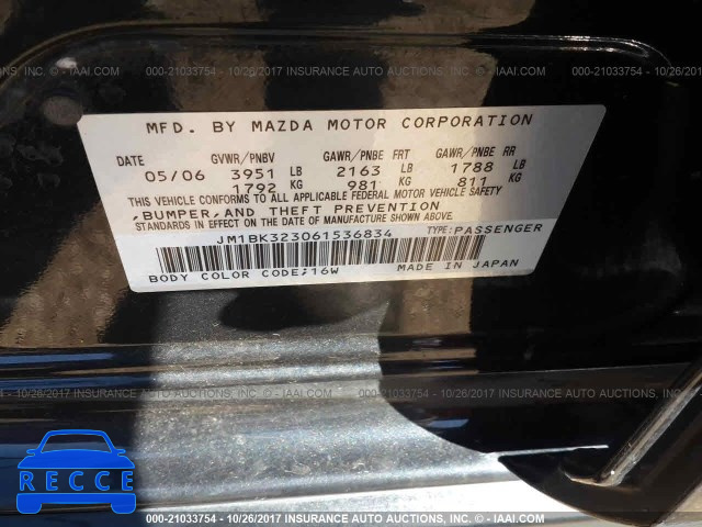 2006 Mazda 3 JM1BK323061536834 image 8