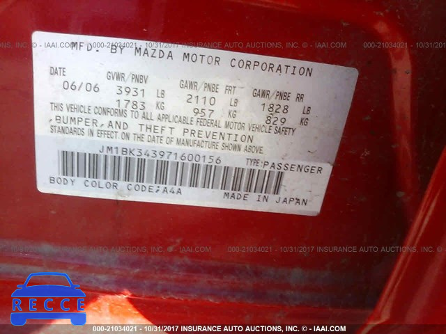 2007 Mazda 3 JM1BK343971600156 зображення 8
