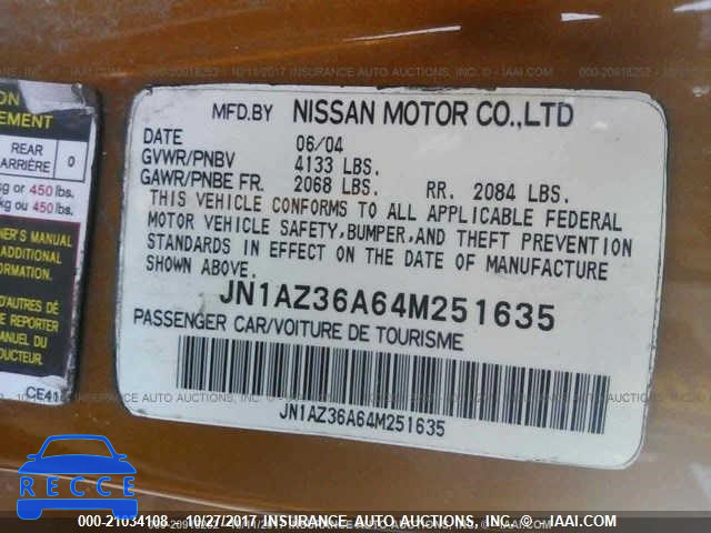 2004 Nissan 350Z JN1AZ36A64M251635 image 8