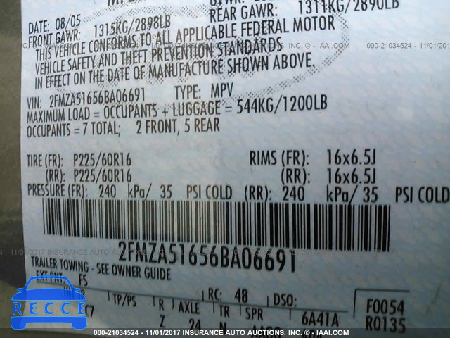 2006 Ford Freestar SE 2FMZA51656BA06691 image 8