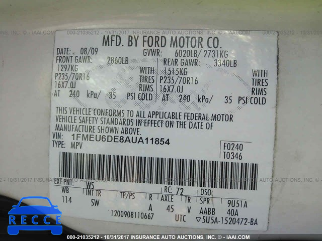 2010 Ford Explorer XLT 1FMEU6DE8AUA11854 image 8