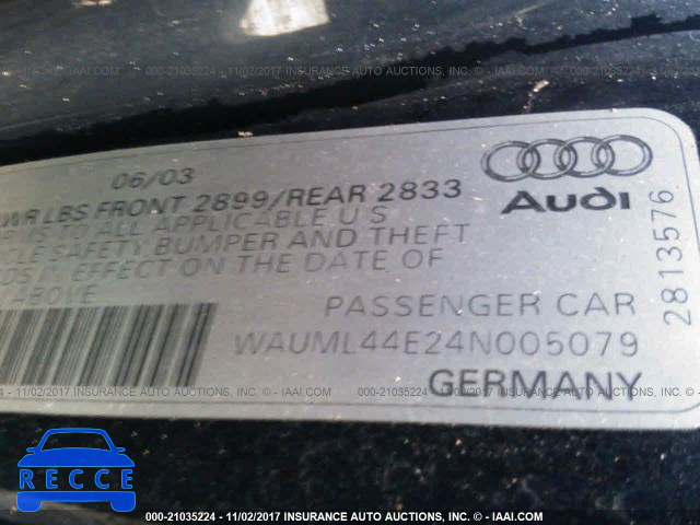 2004 Audi A8 L QUATTRO WAUML44E24N005079 зображення 8