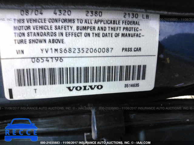 2005 VOLVO S40 T5 YV1MS682352060087 image 8