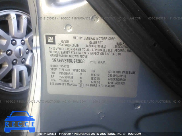 2008 Buick Enclave CXL 5GAEV23708J242838 image 8