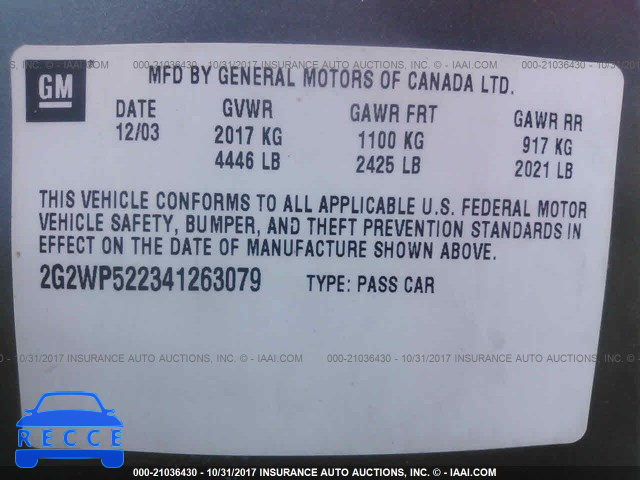 2004 Pontiac Grand Prix GT 2G2WP522341263079 image 8