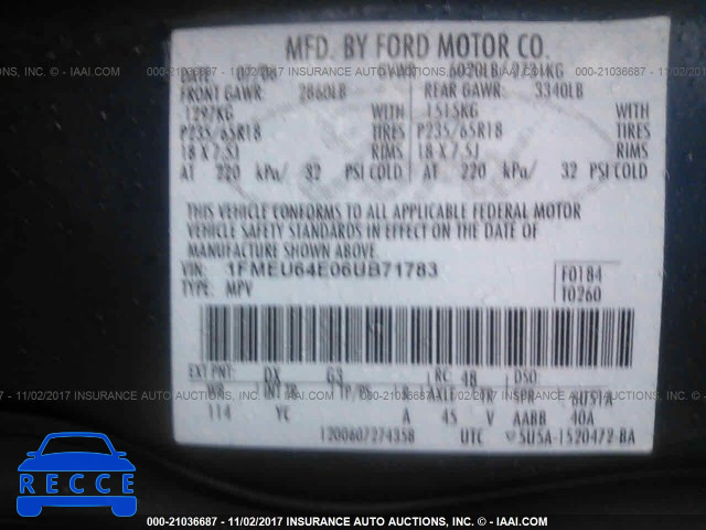 2006 Ford Explorer 1FMEU64E06UB71783 зображення 8