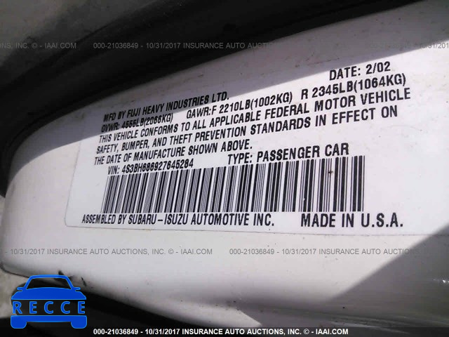 2002 Subaru Legacy OUTBACK LIMITED 4S3BH686927645284 image 8