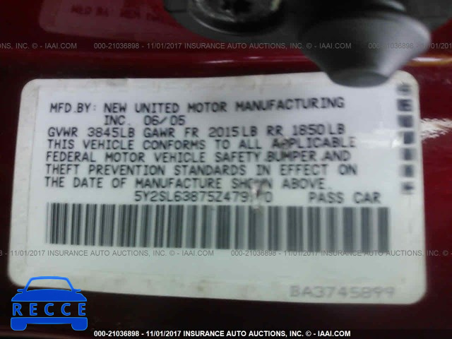 2005 Pontiac Vibe 5Y2SL63875Z479170 image 8