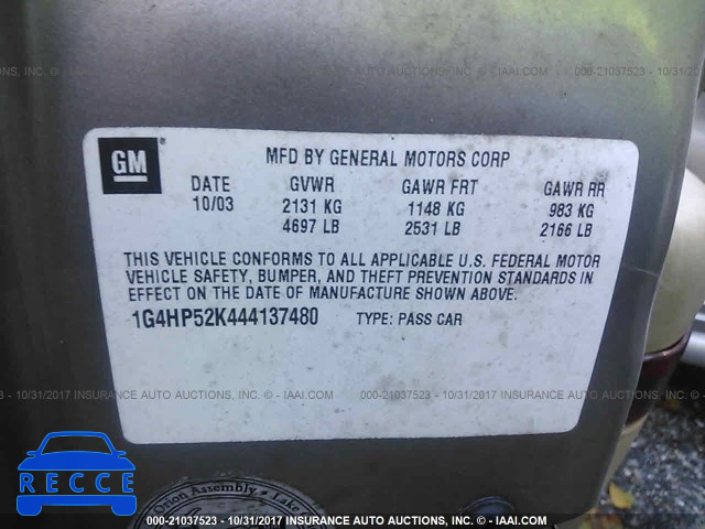 2004 Buick Lesabre 1G4HP52K444137480 image 8