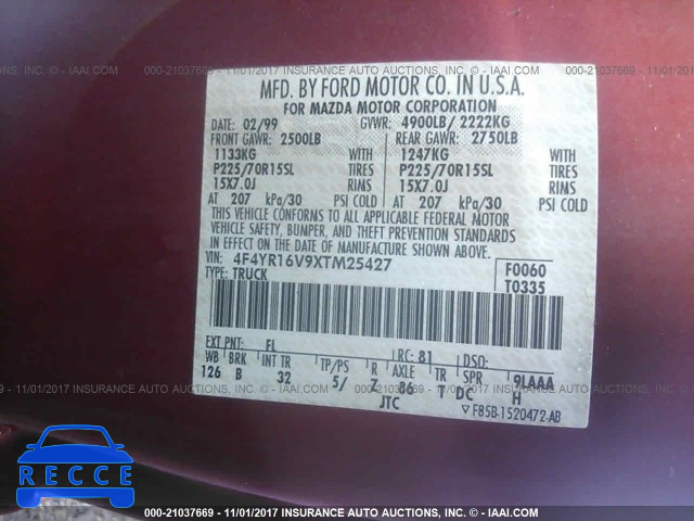 1999 Mazda B3000 CAB PLUS 4F4YR16V9XTM25427 image 8
