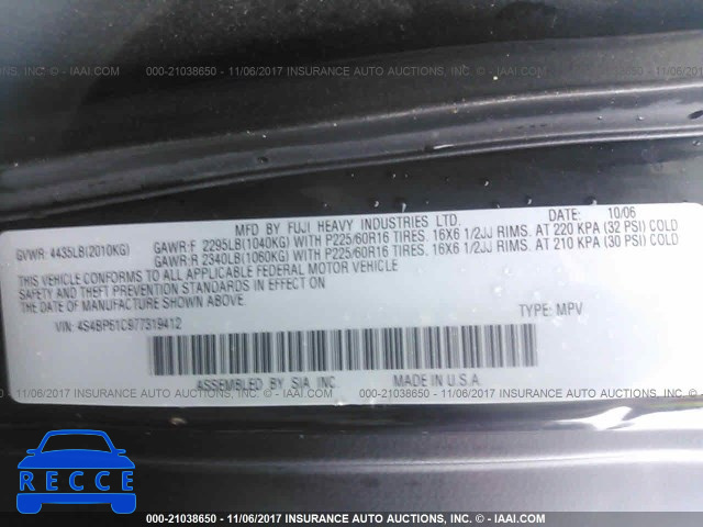 2007 Subaru Legacy OUTBACK 2.5I 4S4BP61C977319412 image 8