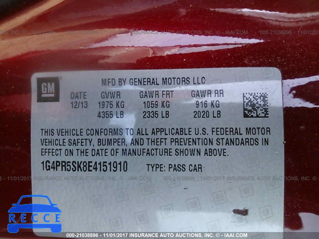 2014 Buick Verano CONVENIENCE 1G4PR5SK8E4151910 зображення 8