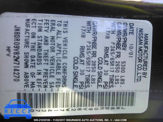 2002 Nissan Pathfinder LE/SE JN8DR09Y82W714270 image 8