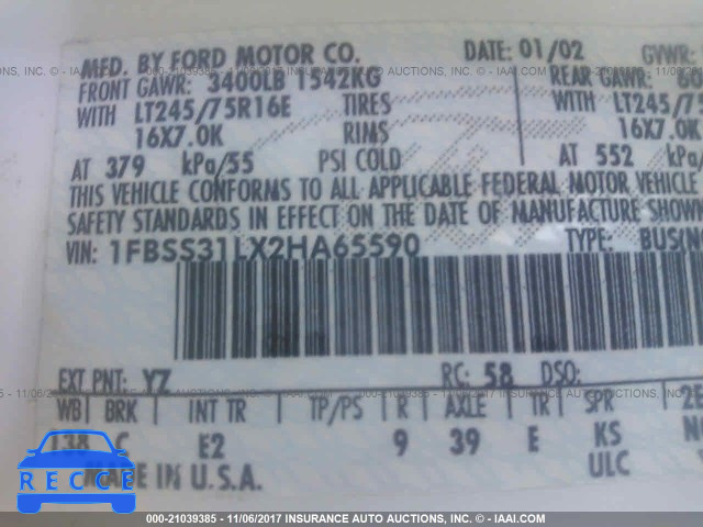 2002 Ford Econoline E350 SUPER DUTY WAGON 1FBSS31LX2HA65590 image 8