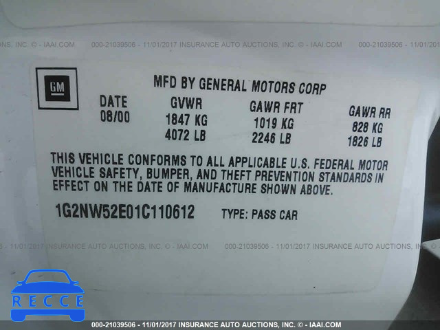 2001 Pontiac Grand Am GT 1G2NW52E01C110612 image 8