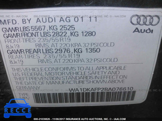 2011 Audi Q5 PREMIUM PLUS WA1DKAFP2BA076610 image 8