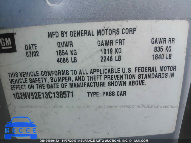 2003 Pontiac Grand Am GT1 1G2NV52E13C138571 image 8