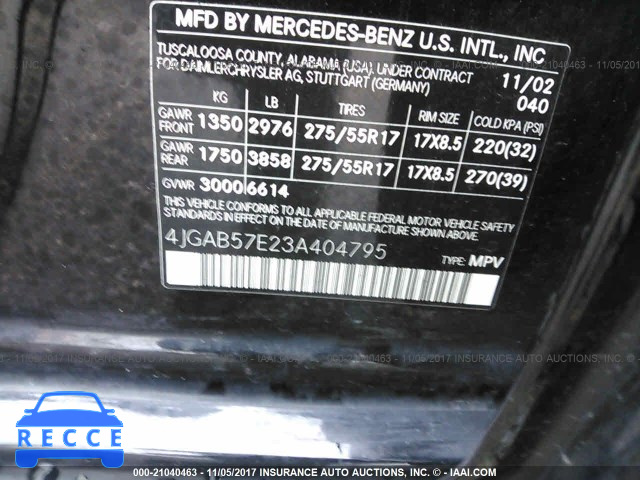 2003 MERCEDES-BENZ ML 4JGAB57E23A404795 зображення 8