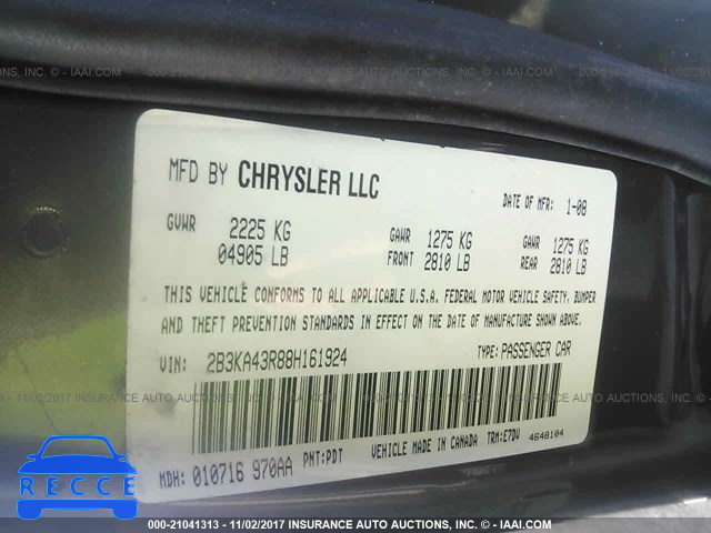 2008 Dodge Charger 2B3KA43R88H161924 image 8