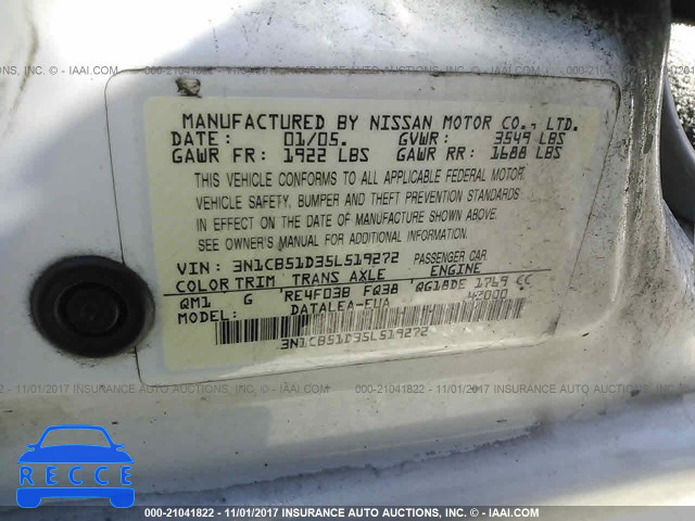 2005 NISSAN SENTRA 3N1CB51D35L519272 image 8