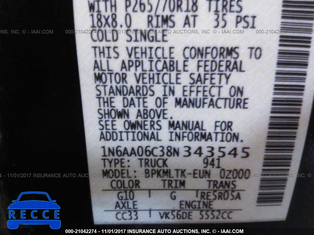2008 Nissan Titan XE/SE/LE/PRO-4X 1N6AA06C38N343545 image 8