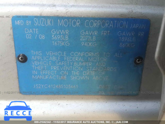 2008 Suzuki SX4 JS2YC412485103461 image 8