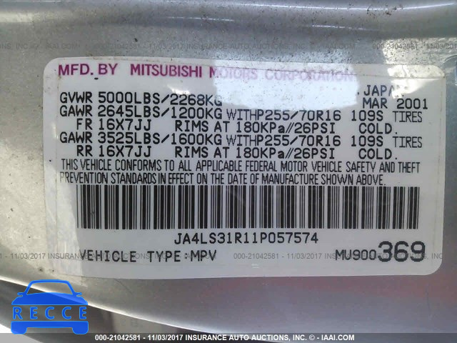 2001 Mitsubishi Montero SPORT XS JA4LS31R11P057574 зображення 8