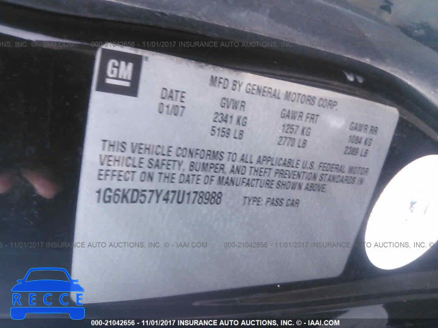 2007 Cadillac DTS 1G6KD57Y47U178988 зображення 8