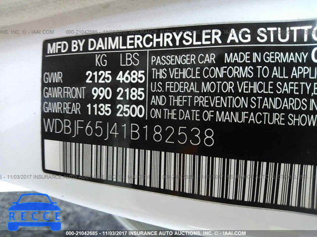2001 Mercedes-benz E 320 WDBJF65J41B182538 image 8