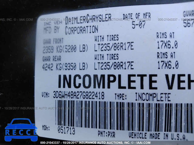 2007 Dodge RAM 3500 ST/SLT 3D6WH48A27G822418 image 8