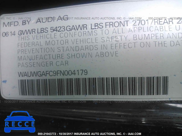 2015 Audi A7 WAUWGAFC9FN004179 зображення 8
