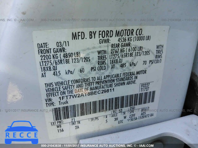 2011 Ford F250 SUPER DUTY 1FT7W2AT8BEC29811 image 8