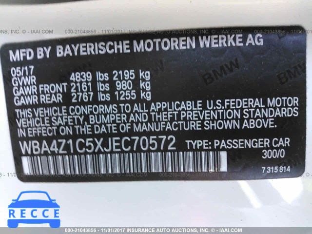 2018 BMW 430I WBA4Z1C5XJEC70572 Bild 8