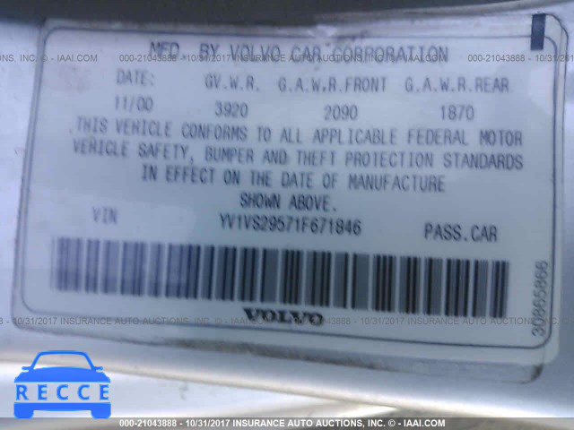 2001 VOLVO S40 YV1VS29571F671846 зображення 8