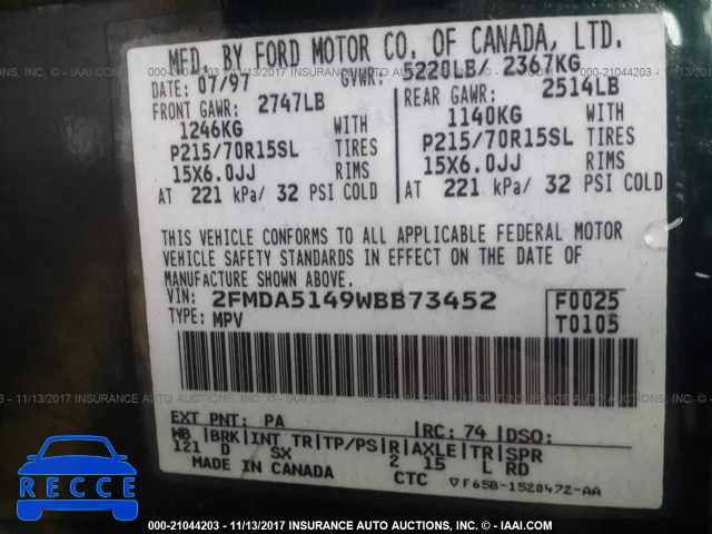 1998 Ford Windstar WAGON 2FMDA5149WBB73452 image 8