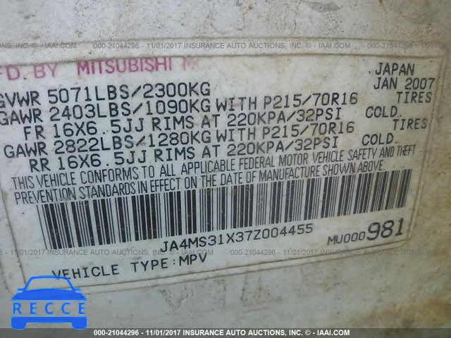 2007 Mitsubishi Outlander ES/LS JA4MS31X37Z004455 image 8