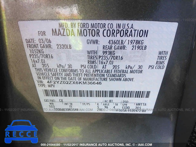 2006 Mazda Tribute I 4F2YZ02ZX6KM36646 image 8