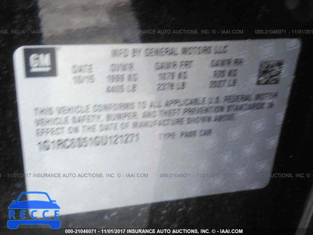 2016 Chevrolet Volt LT 1G1RC6S51GU121271 image 8