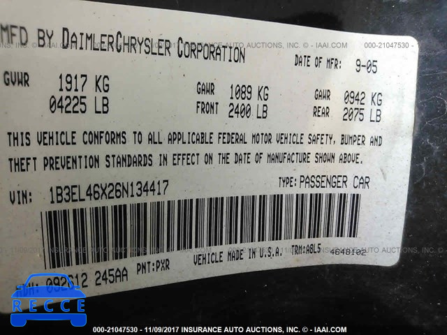 2006 Dodge Stratus SXT 1B3EL46X26N134417 image 8