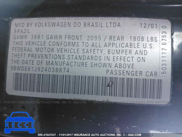2002 Volkswagen GTI 337 9BWDE61J924038874 image 8
