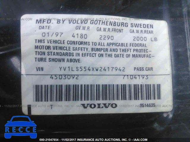 1998 Volvo S70 YV1LS554XW2417942 image 8