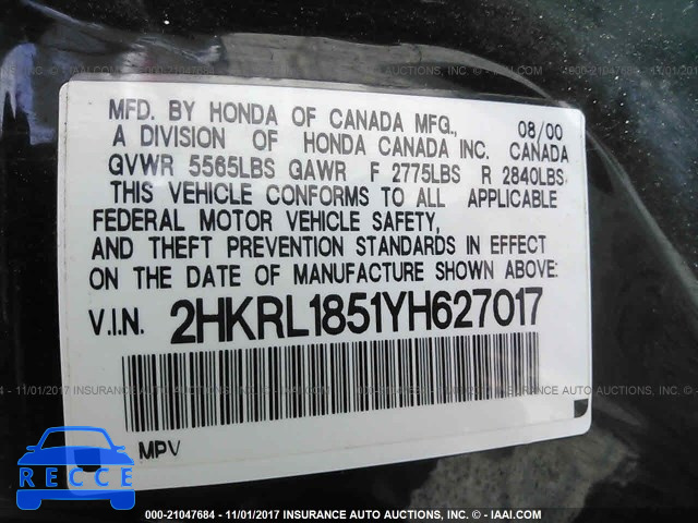 2000 Honda Odyssey 2HKRL1851YH627017 image 8