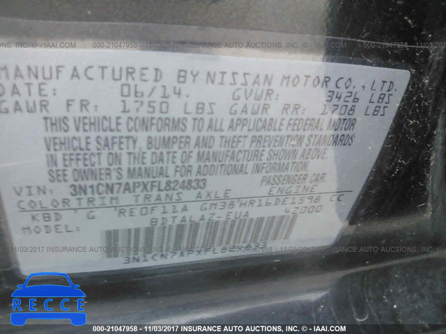 2015 Nissan Versa S/S PLUS/SV/SL 3N1CN7APXFL824833 image 8