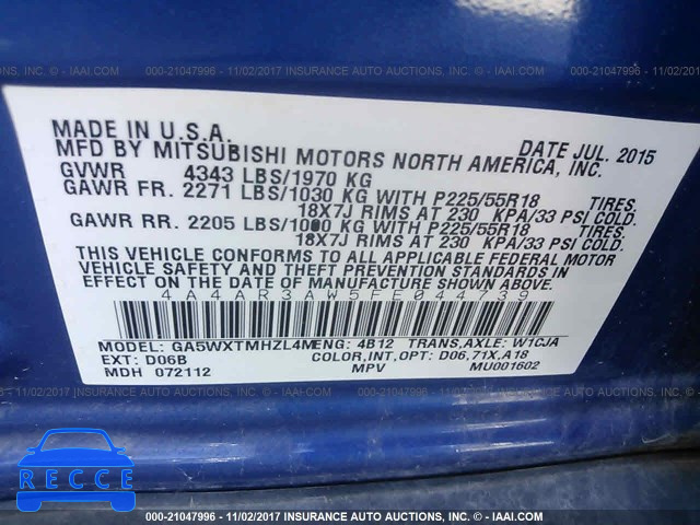 2015 Mitsubishi Outlander Sport 4A4AR3AW5FE044739 image 8